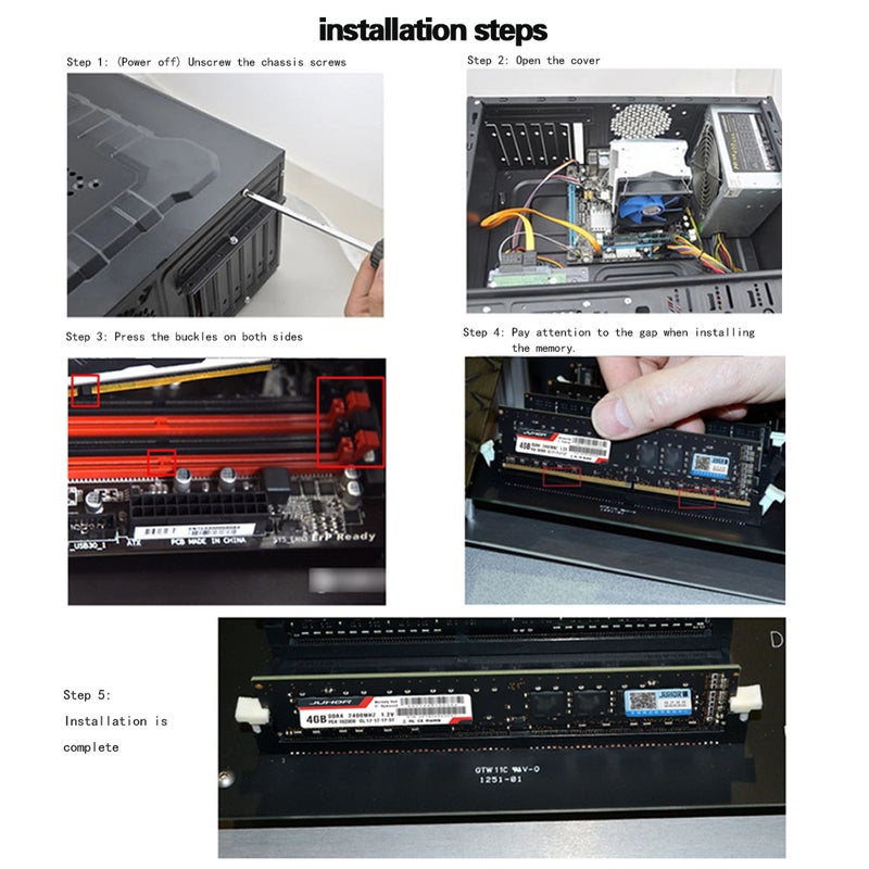 JUHOR DDR4 Desktop PC RAM With Heat Sink Black  - Image 4
