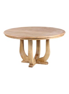 Solid Elmwood Minimalistic Shaped Classy Chester Round Dining Table With Dusty Finish Natural 135x74x135cm