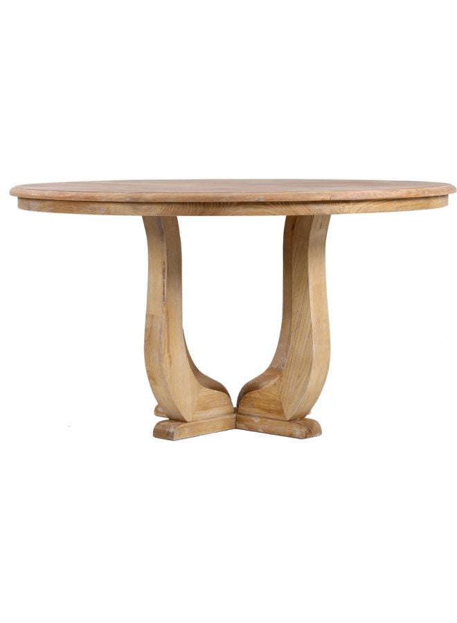 homes r us - Solid Elmwood Minimalistic Shaped Classy Chester Round Dining Table With Dusty Finish Natural 135x74x135cm - Image 1