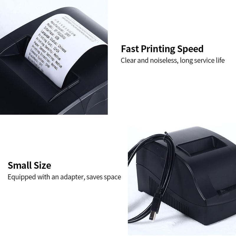 Portable Thermal Printer POS Printer 58mm Thermal Receipt Printer Restaurant Supermarket Receipt Printer UK Plug Black  - Image 4