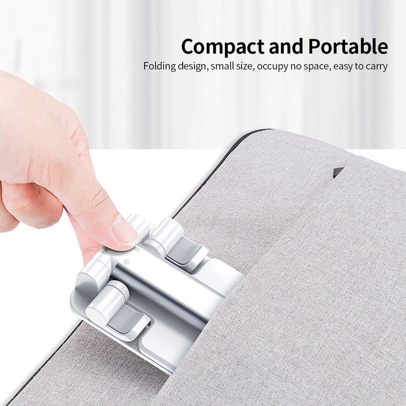 Universal Foldable Mobile Phone Tablet Stand Silver  - Image 3