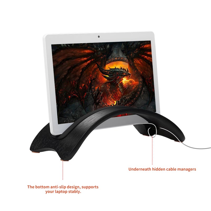 SAMDI Natural Simple Wood Vertical Tablet Stand Black  - Image 3