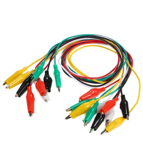 10-Piece Double Ended Connecting Crocodile Clips Cable Alligator Clips Wire Jumper Test Leads Multicolour