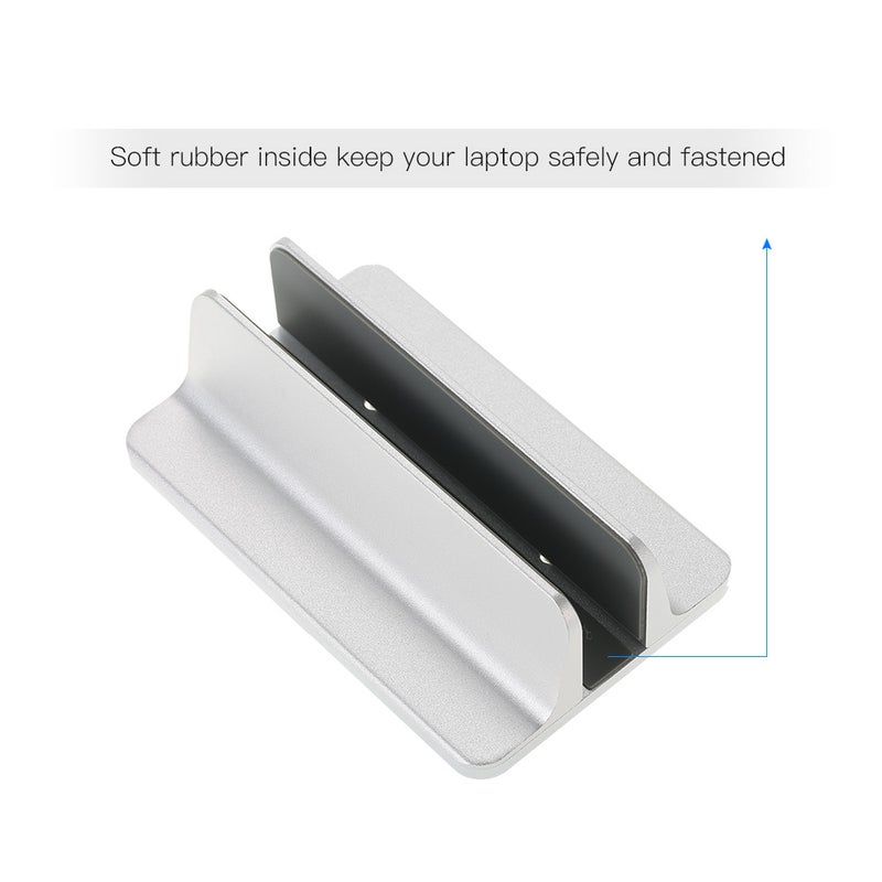 Vertical Adjustable Aluminum Alloy Laptop Stand for MacBook Pro/Air/iPad/iPhone/Notebook/Tablet/PC/Smartphone Silver