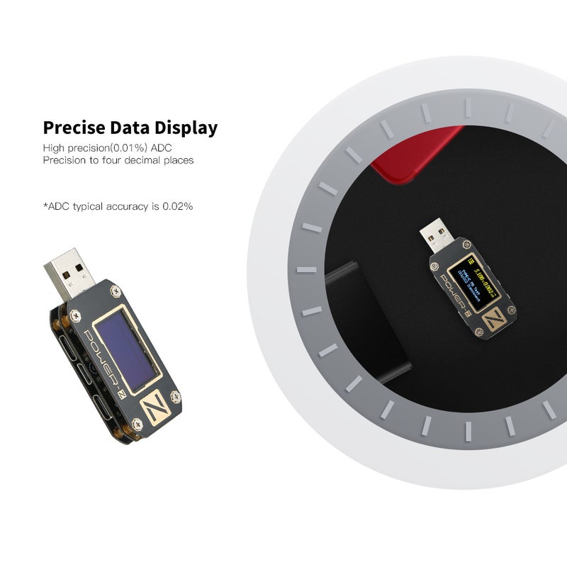 ماركة غير محددة - جهاز اختبار باور-Z USB PD من النوع A & C للشحن السريع QC3.0/2.0 متموّج تيار الجهد المزدوج Type-C KM001 متر محدّد للشاحن المتنقّل متعدد الألوان - Image 1