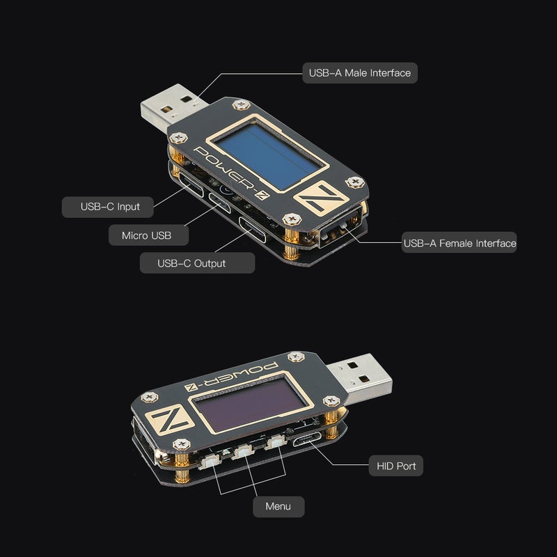 ماركة غير محددة - جهاز اختبار باور-Z USB PD من النوع A & C للشحن السريع QC3.0/2.0 متموّج تيار الجهد المزدوج Type-C KM001 متر محدّد للشاحن المتنقّل متعدد الألوان - Image 1