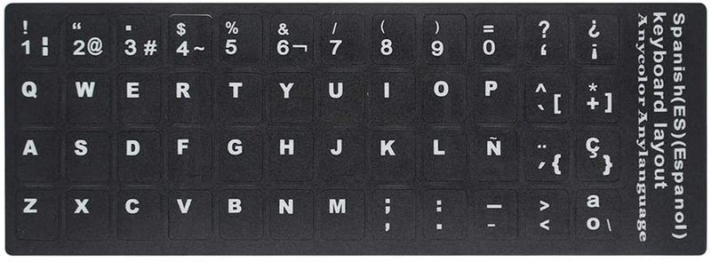 Spanish QWERTY Replacement Keyboard Sticker With Big Letters Non-Transparent Universal For Laptop Notebook Multicolour