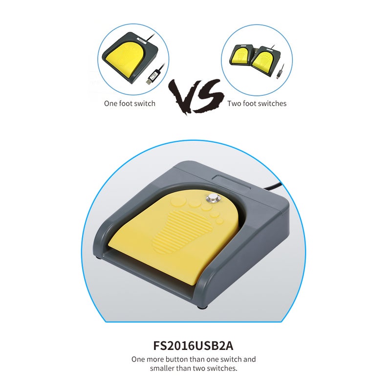 Pcsensor PCsensor FS2016USB2A USB Foot Switch Control Key Customized Computer Keyboard Action Pedal For Medical Devices Computers Office Yellow  - Image 3
