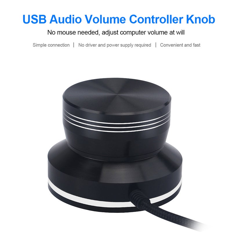 Generic - AIMOS USB Audio Volume Controller Knob, Volume Adjuster Rotary Computer Speaker Volume Control Switch Black - Image 1