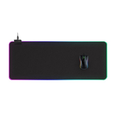 لوحة ماوس بإضاءة LED متعددة الألوان RGB مكونة من 14 وضعا للإضاءة للألعاب كبيرة للغاية وناعمة وقابلة للتمدد ومضادة للانزلاق لأجهزة الكمبيوتر
