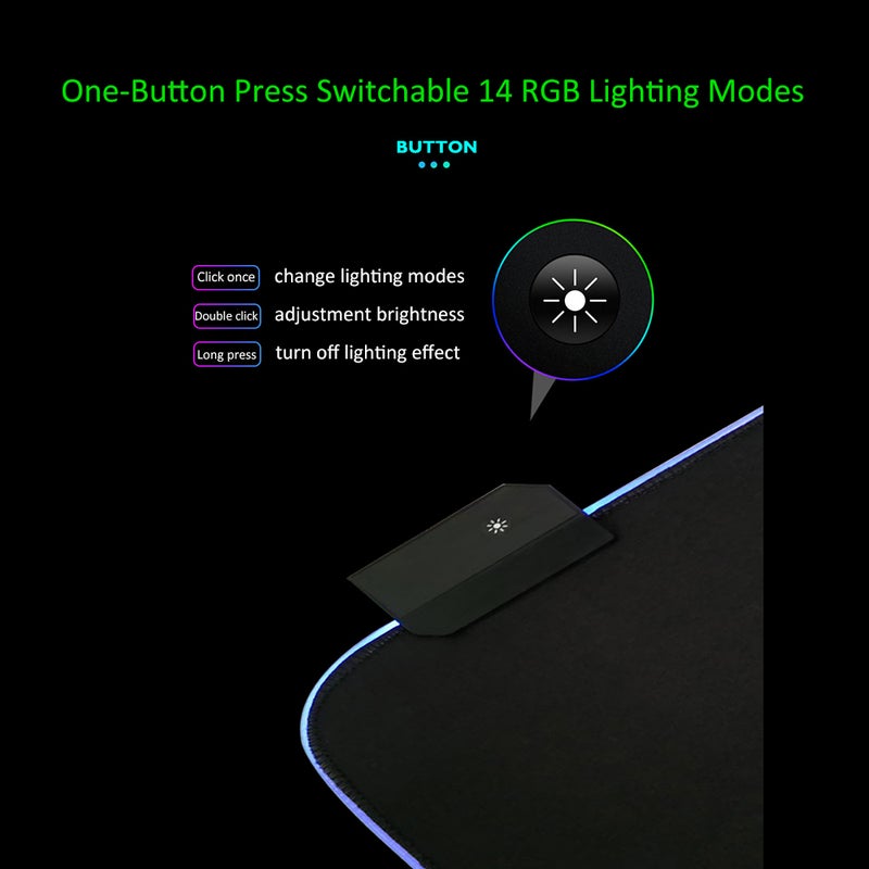 LEDs RGB Mouse Pad 14 Lighting Modes Gaming Extra Large Soft Extended Non Slip Mousepad For Computers Gamer