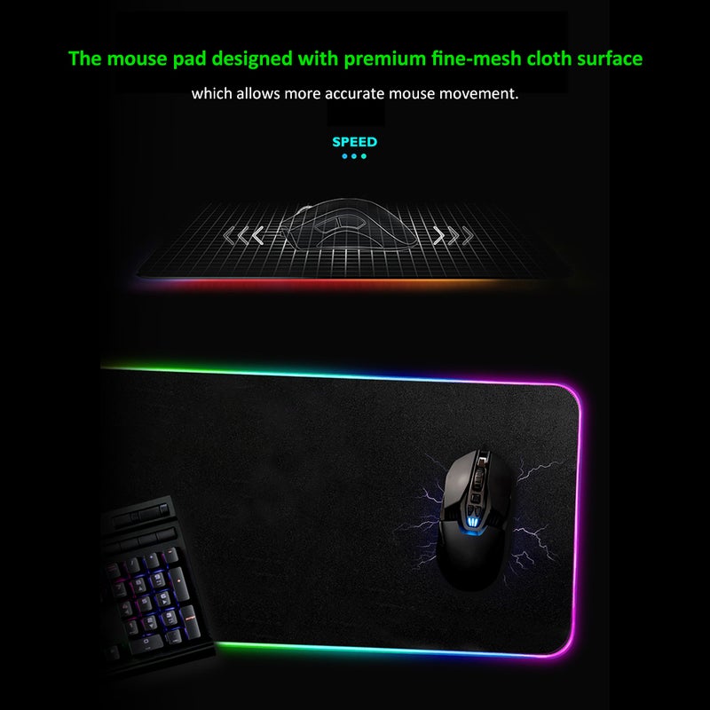 LEDs RGB Mouse Pad 14 Lighting Modes Gaming Extra Large Soft Extended Non Slip Mousepad For Computers Gamer