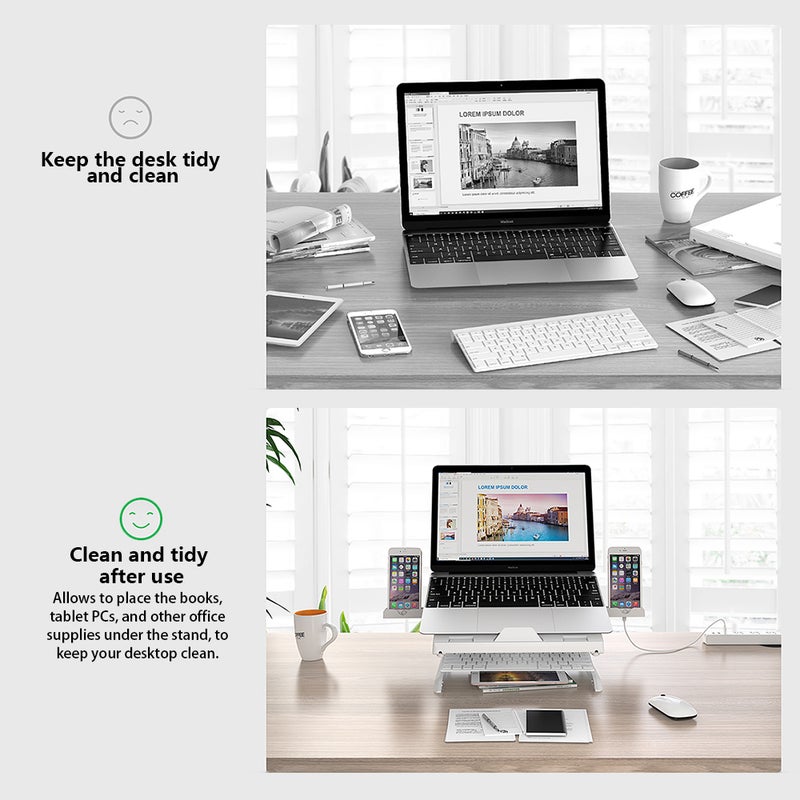 Olmaster 9-Level Adjustable Laptop Stand Folding Portable Holder White  - Image 4