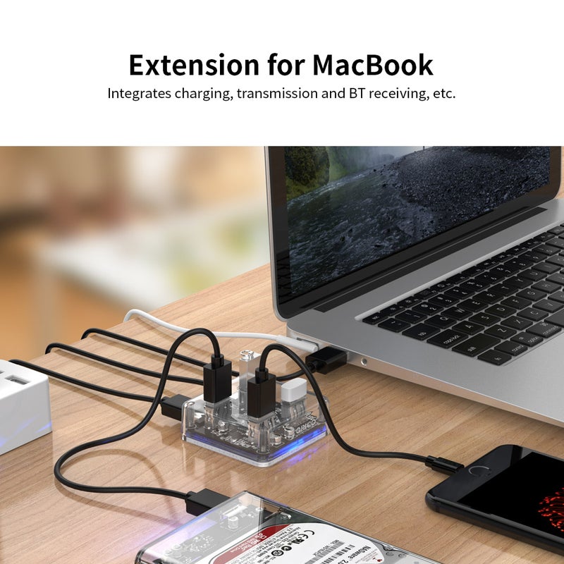 Orico MH4U-U3-03-CR 4 Ports USB3.0 Hub With Anti-Skid Pad Black  - Image 2