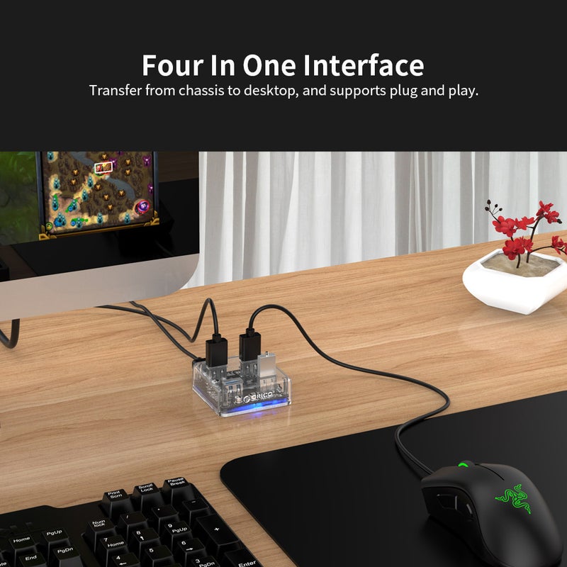 Orico MH4U-U3-03-CR 4 Ports USB3.0 Hub With Anti-Skid Pad Black  - Image 4