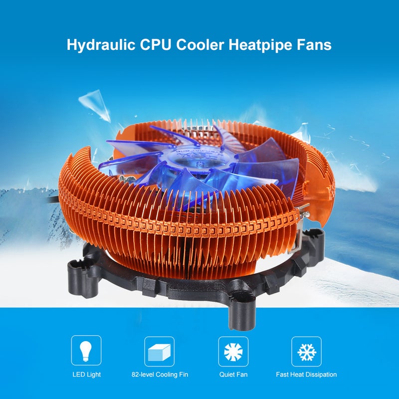 CPU Cooler Heatpipe Fan Quiet Heatsink Radiator For Intel 1366 LED Light Multicolour - Image 2