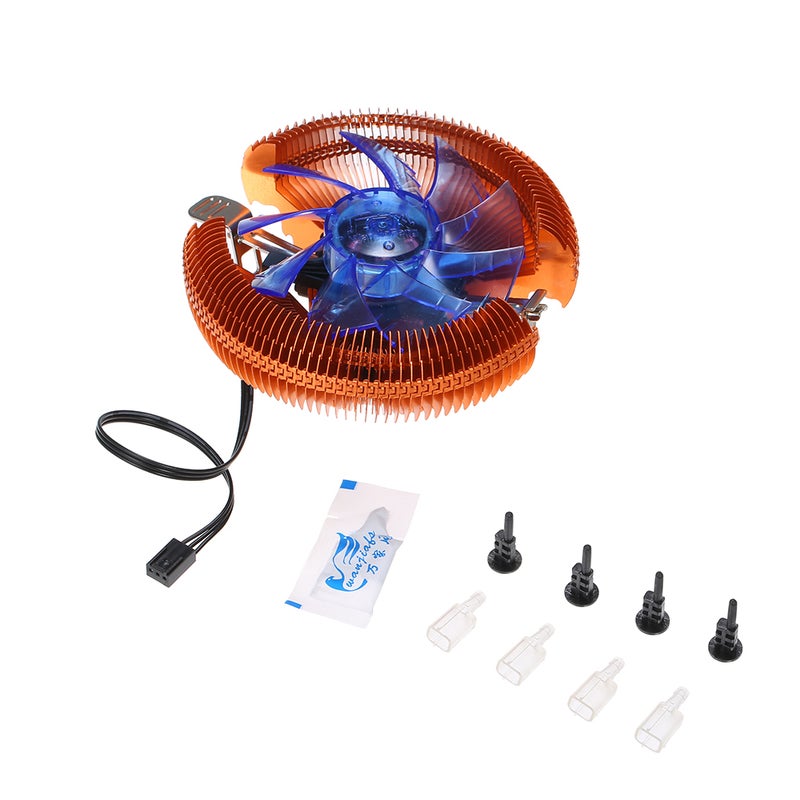 Generic CPU Cooler Heatpipe Fans Quiet Heatsink Radiator For Intel 1156 1155 1150 1151 LED Light Multicolour  - Image 1