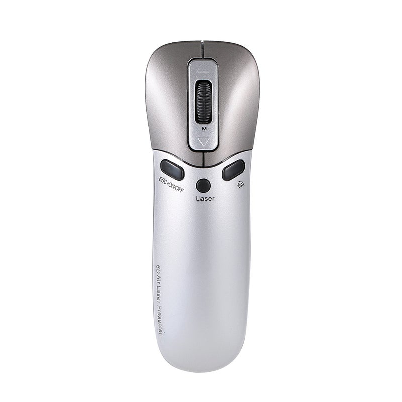 6D Multifunction Air Laser Presenter 2.4G Wireless Presenter Mouse Gyro Sensing Wireless Air Mouse PPT Remote Control Laser Presenter Grey