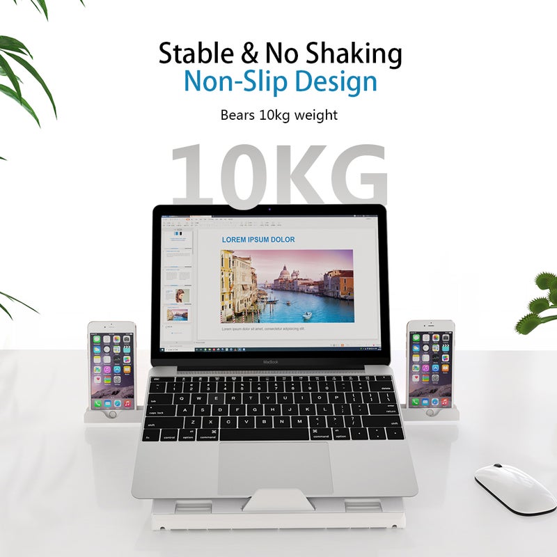 Olmaster 9-Level Adjustable Laptop Stand Folding Portable Holder White  - Image 5