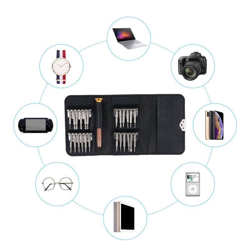 Generic - 25 In 1 Precision Screwdriver Set Repair Tools Kit Black/Silver - Image 1