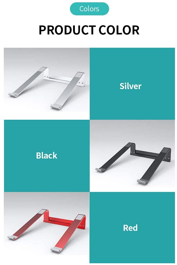 L181A Aluminum Portable Silicone Non-slip Ergonomic Laptop Holder Cooling Bracket Silver  - Image 2