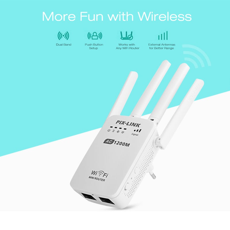 Generic - PIX-LINK AC05 1200Mbps Dual Frequency Wireless High Speed 5G Gigabit Wifi Router White - Image 1