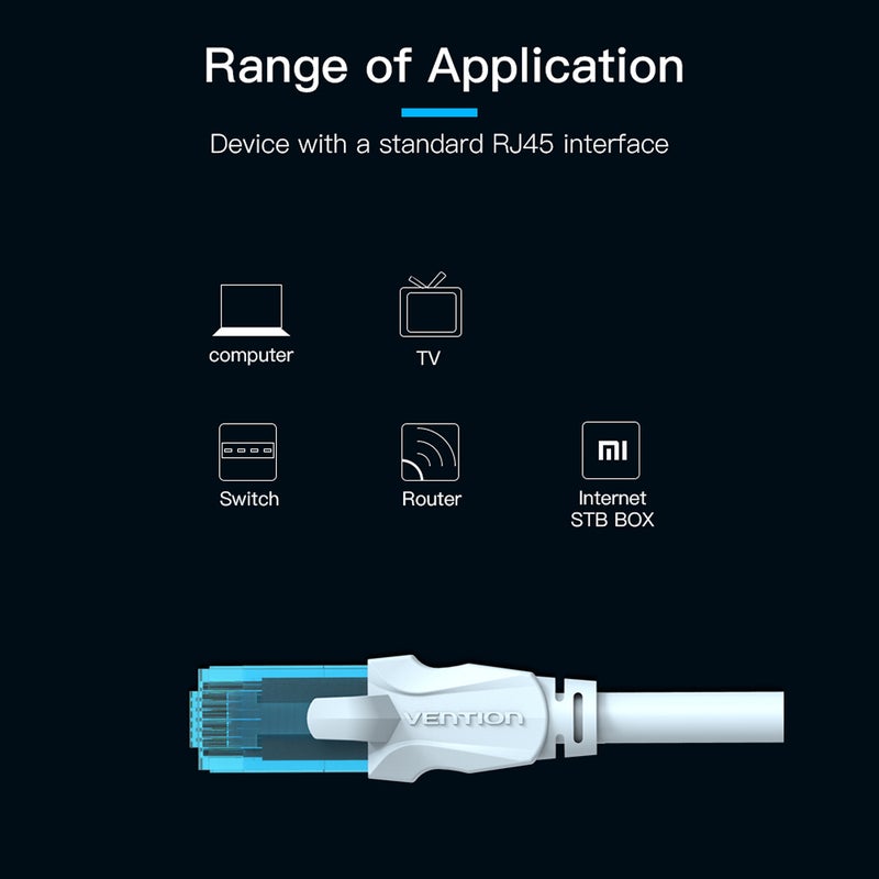 VENTION VAP-A10-S2500 High-quality Cat5E 100Mbps RJ45 Network LAN Cable White  - Image 2