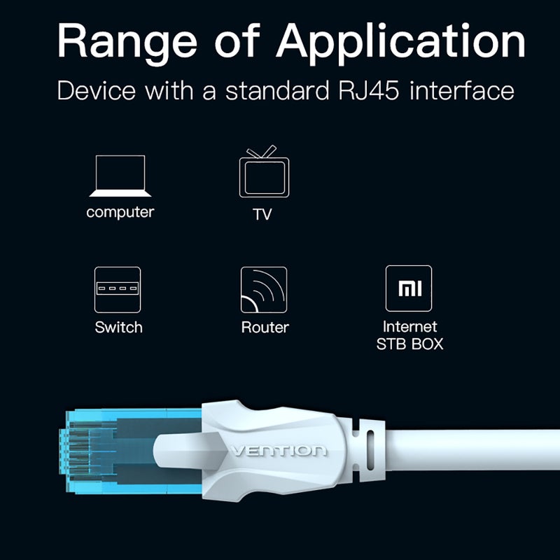 VENTION VAP-A10-S2500 High-quality Cat5E 100Mbps RJ45 Network LAN Cable White  - Image 5