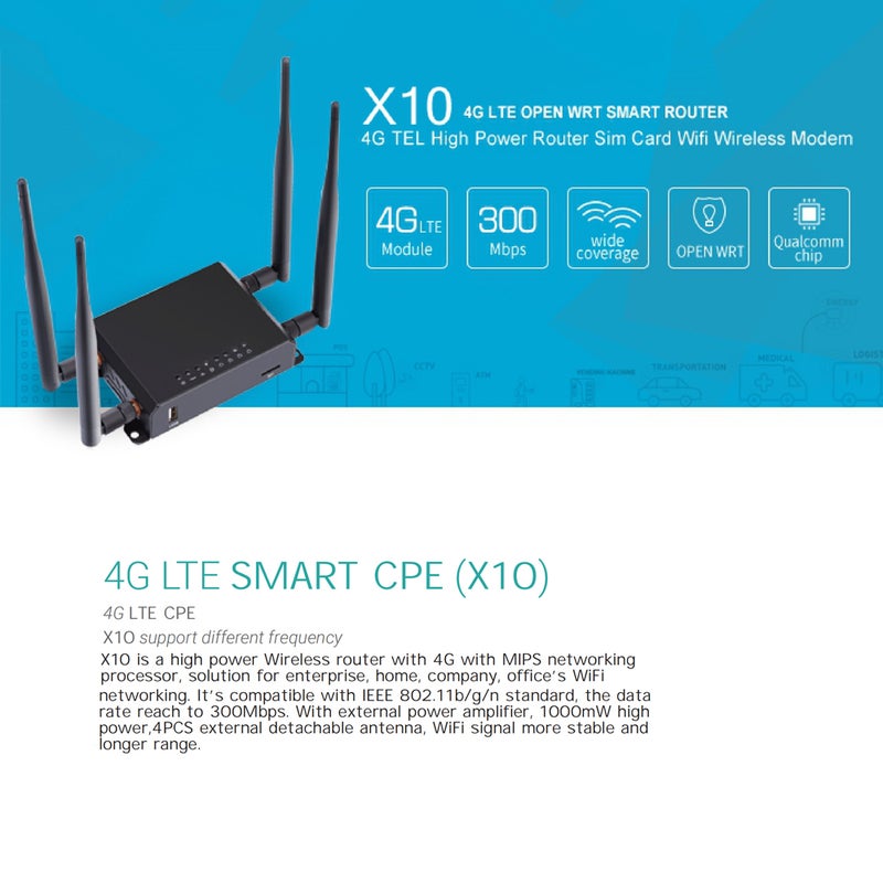 Generic - X10 4G LTE OpenWRT Smart Router Black - Image 1