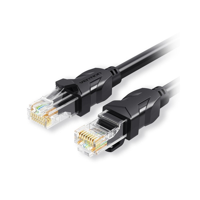 فينشن كابل LAN RJ45 جيجابت مسطح وعالي السرعة من نوع Cat 6 مناسب للمنازل والشركات أسود - Image 1