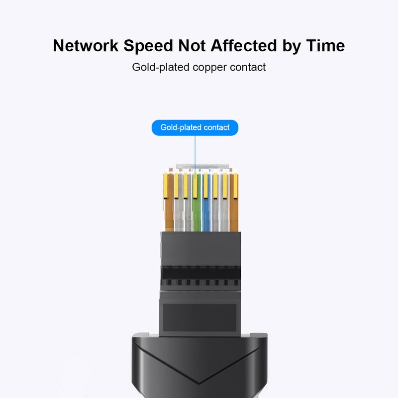فينشن كابل LAN RJ45 جيجابت مسطح وعالي السرعة من نوع Cat 6 مناسب للمنازل والشركات أسود - Image 2