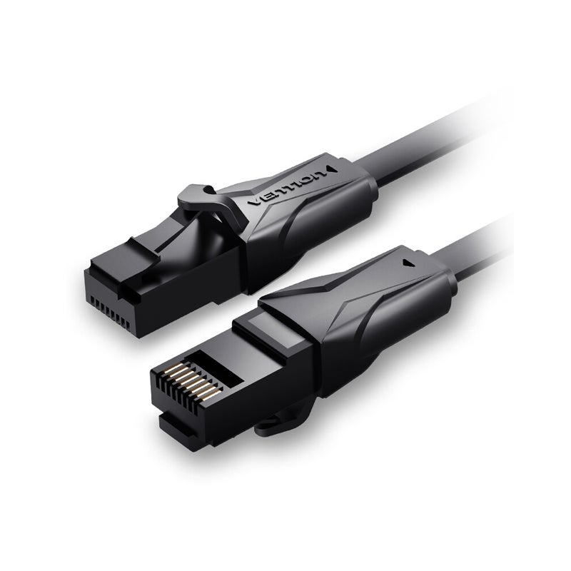 VENTION Cat 6 Gigabit Fast Speed Flat RJ45 LAN Cable for Home Business Black  - Image 1