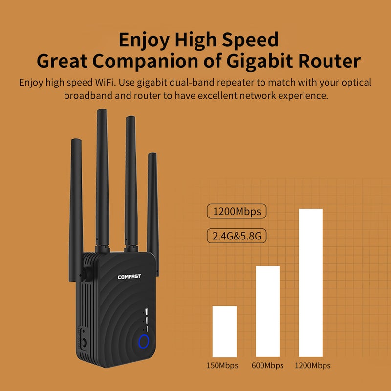 comfast Wireless WiFi Repeater Router Black  - Image 5