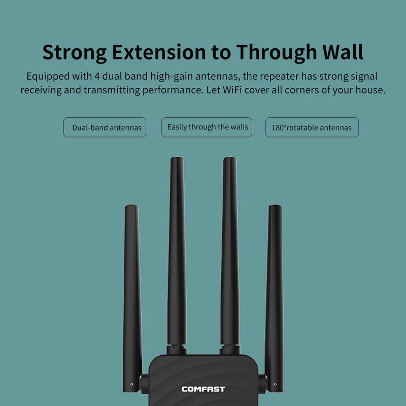 comfast Wireless WiFi Repeater Router Black  - Image 4