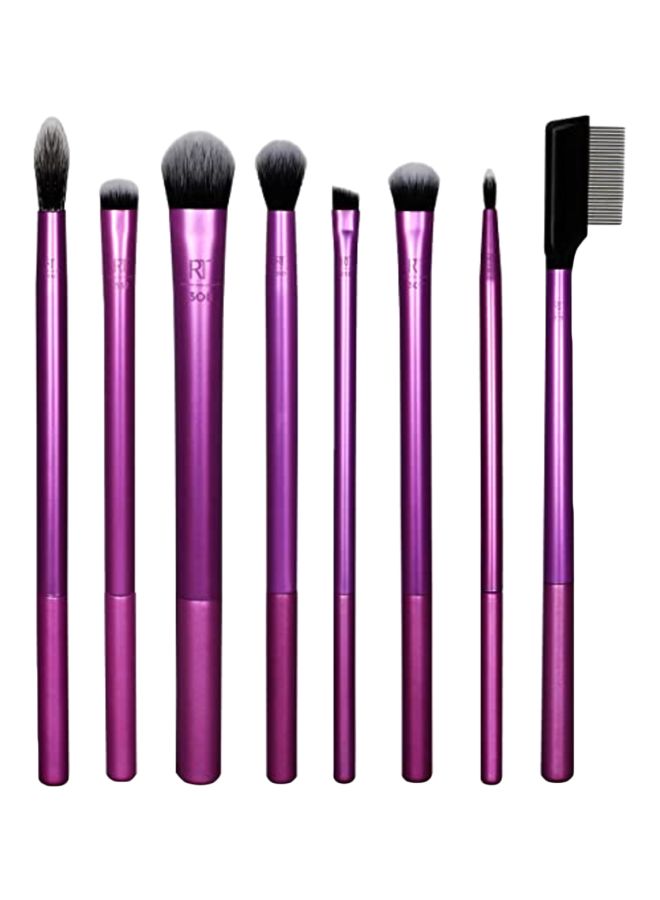 REAL TECHNIQUES - Pack Of 8 Everyday Eye Essentials Brushes Pink/Black - Image 1
