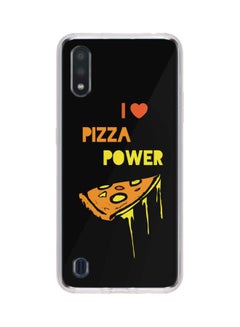 ستايلايزد غطاء حماية مطبوع عليه "I Love Pizza Power" من سلسلة كلاسيك كلير لهاتف سامسونج جالاكسي A01 أسود/ أصفر/ برتقالي  - Image 1