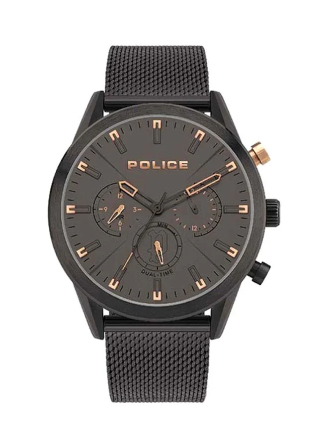 POLICE Silfra Round Shape Stainless Steel Chronograph Wrist Watch 44 mm - Black - P 16021JSB-79MM