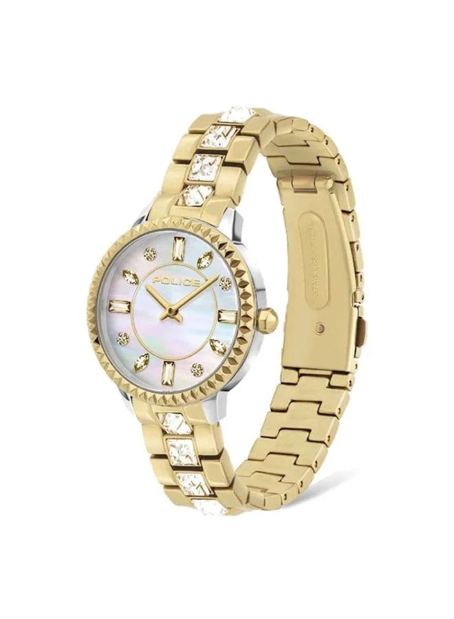 بوليس Women's Women's Mopion Round Shape Stainless Steel Analog Wrist Watch 32 mm - Gold للنساء