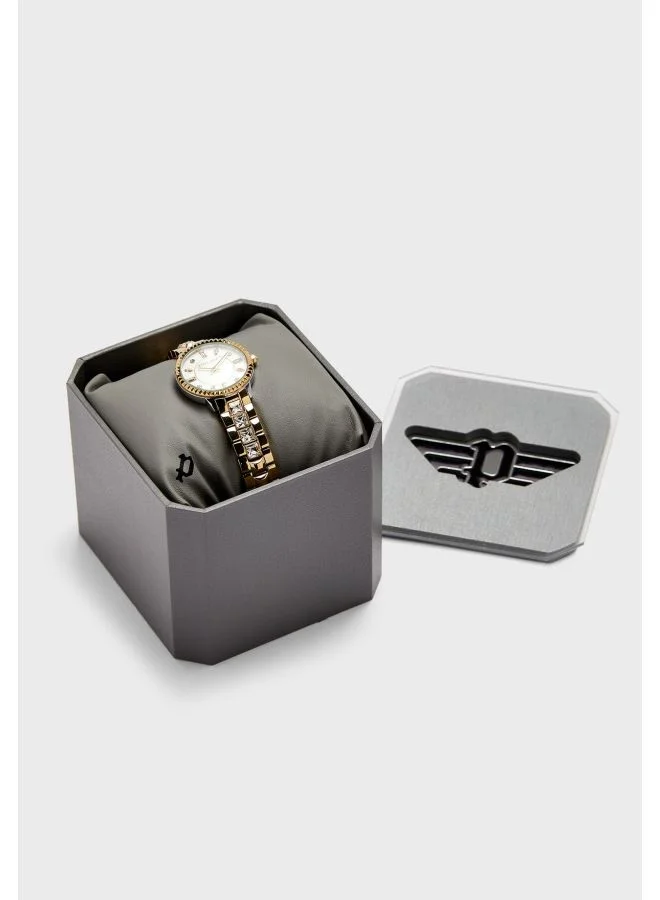 بوليس Women's Women's Mopion Round Shape Stainless Steel Analog Wrist Watch 32 mm - Gold للنساء