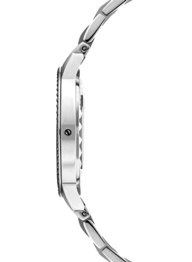 Women's Pilat Round Shape Stainless Steel Analog Wrist Watch 34 mm - Silver - P 16037BS-04M