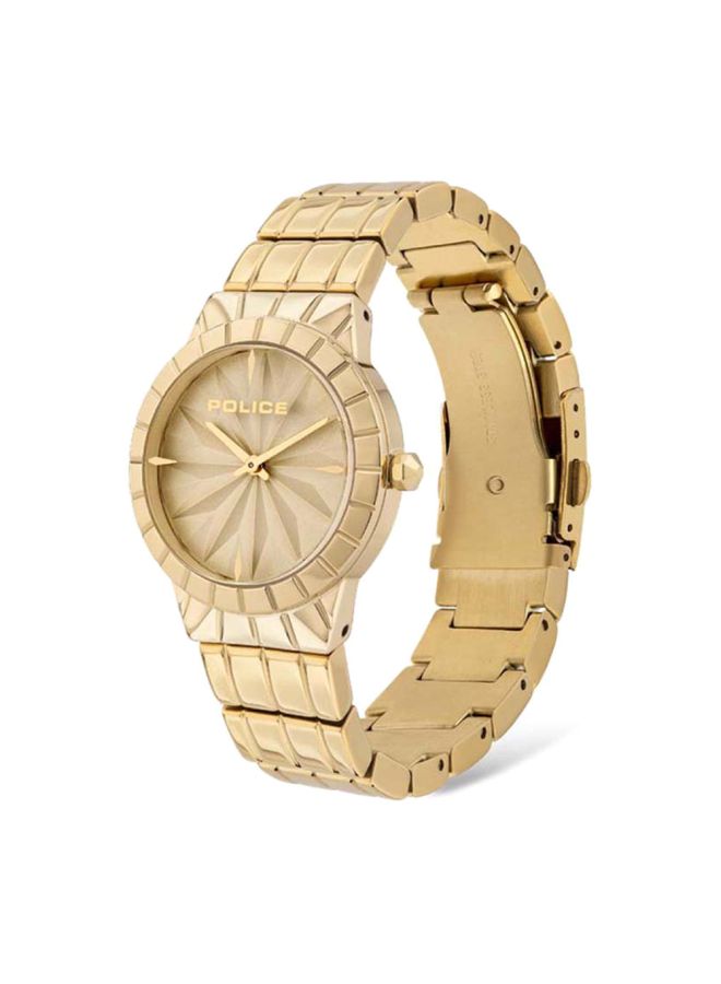 POLICE - Women's Shirowa Round Shape Stainless Steel Analog Wrist Watch 33 mm - Gold - P 16039BSG-06M - Image 1