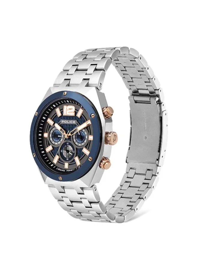 POLICE Kediri Round Shape Stainless Steel Chronograph Wrist Watch 46 mm - Silver - P 15995JSTBL-61M