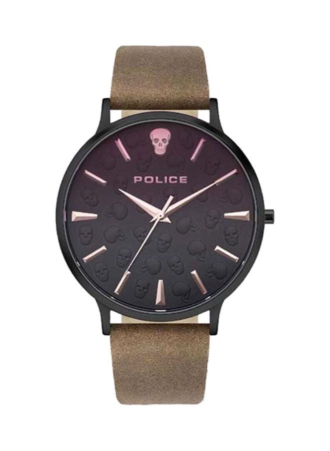 POLICE - Men's Tasman Round Shape Leather Band Analog Wrist Watch 42 mm - Brown - P 16023JSB-02 - Image 1