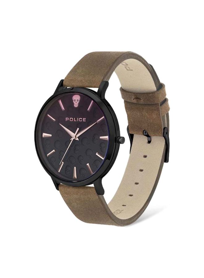 POLICE - Men's Tasman Round Shape Leather Band Analog Wrist Watch 42 mm - Brown - P 16023JSB-02 - Image 1
