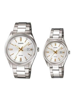 Enticer Water Resistant Analog Watch Set MTP/LTP-1302D-7A2V