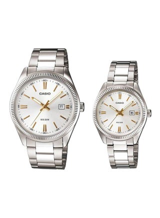 Enticer Water Resistant Analog Watch Set MTP/LTP-1302D-7A2V - v1601731092/N19449564A_1