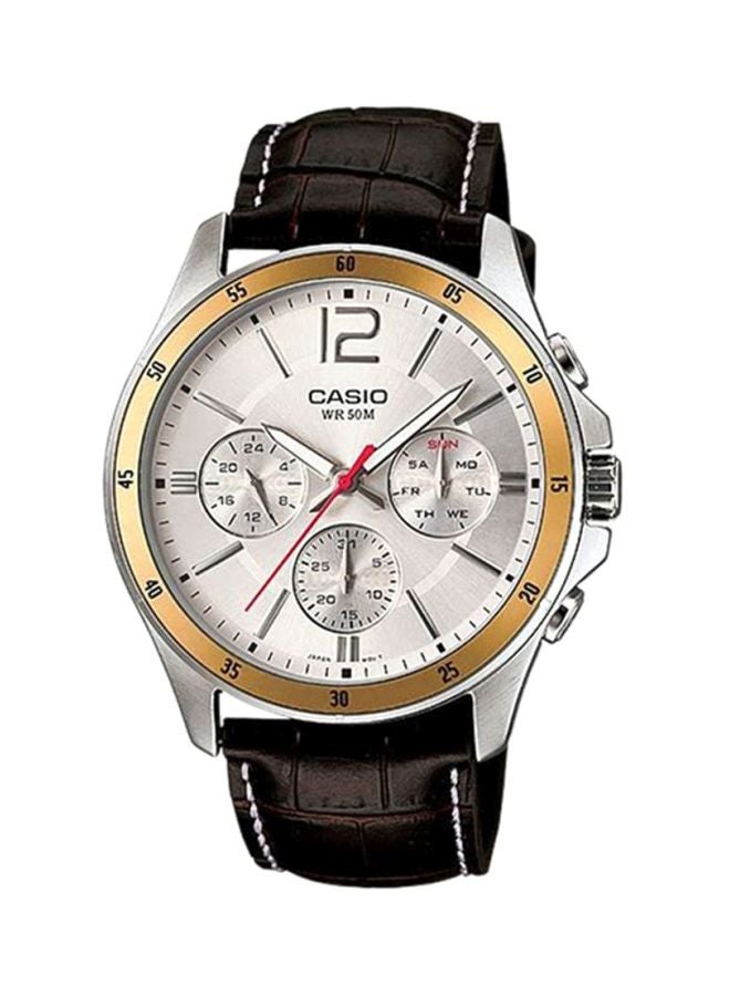 CASIO Men's Enticer Water Resistant Analog Watch MTP-1374L-7AV - 47 mm - Brown - Image 1