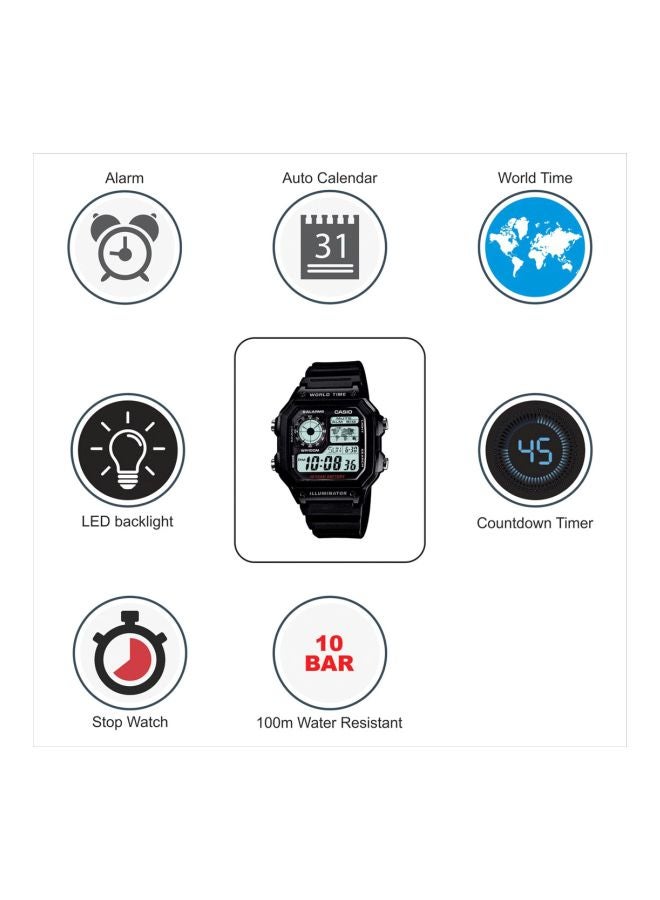 Youth Series Water Resistant Digital Watch AE-1200WH-1AV