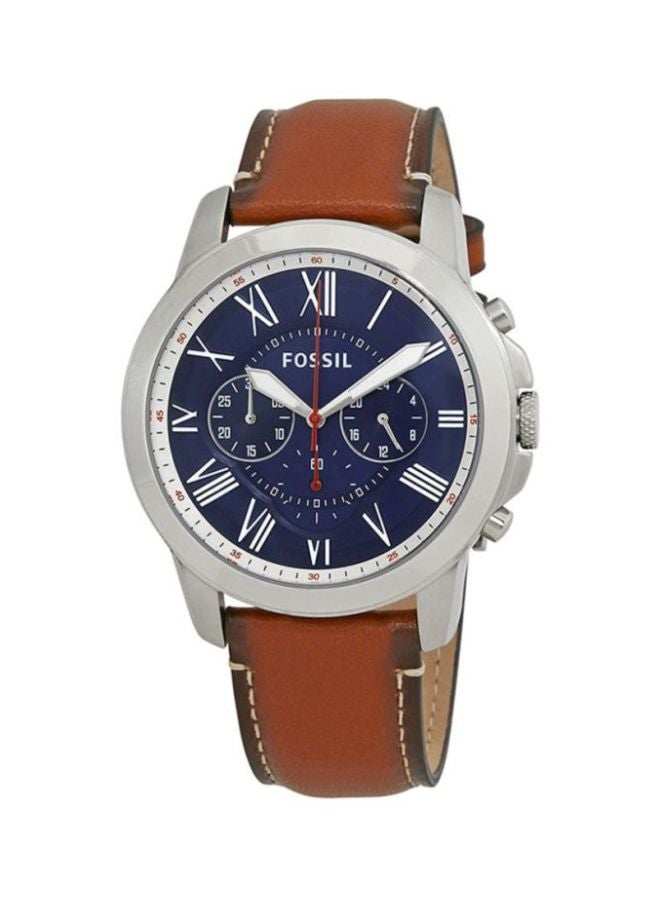 فوسيل ساعة يد كرونوغراف جرانت مقاومة للماء طراز FS5210 - مقاس 44 مم - لون بني فاتح للرجال - Image 1