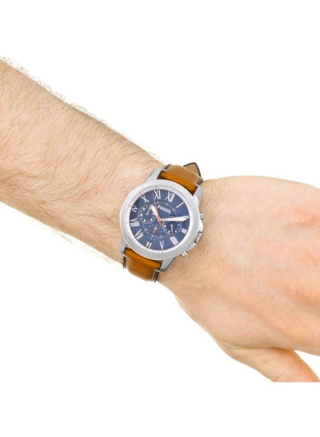 فوسيل ساعة يد كرونوغراف جرانت مقاومة للماء طراز FS5210 - مقاس 44 مم - لون بني فاتح للرجال - Image 3